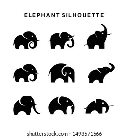 Elephant Logo set Vector Symbol silhouette