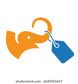 Elephant Logo With Shopping Icon Vector Template
