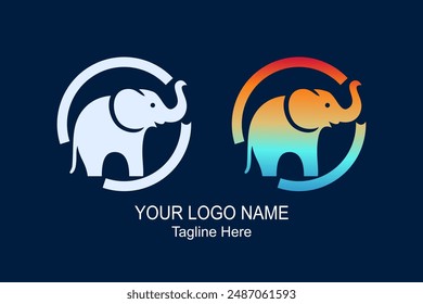 Elephant logo with silhouette and gradient style
