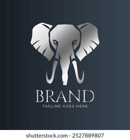 Elephant logo with silver metalic design icon. modern logo for brand or company. vector