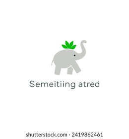 Elephant logo simple cute character baby