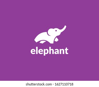 elephant logo. simple elephant logo with a funny shape and as if flying. so that the impression of weight seems to be light. but still seen the real figure of an elephant. can be used for company logo