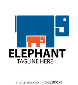 Elephant logo stock logo template. elephant box. flat design