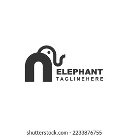 Elephant logo symbol vector isolated on white background.