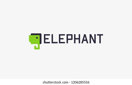 Elephant logo. Technology, service, mobile app, science, programming business company icon.