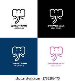 Elephant logo template. Logo design. Elephant vector emblems set. Animal logo concept. Vector icon isolated on white background.