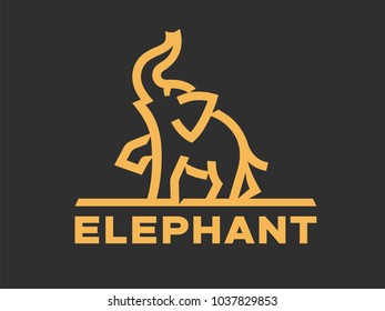 Elephant logo template, linear style. Vector format, available for editing. Color version on a dark background.