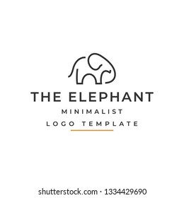 Elephant logo Template with minimalist Line Art Style