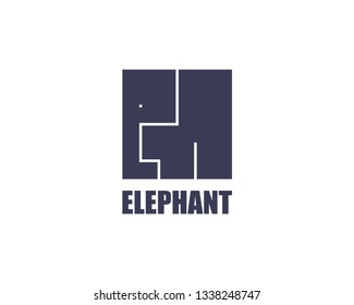 Elephant logo template. Modern cube flat design. Africa wild animal safe vector