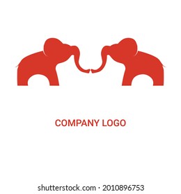 Elephant Logo Vector, Animal Simple Modern Playful Red Icon Design Inspiration