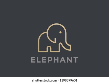 Elephant Logo vector design template geometric Linear style. Safari Logotype icon concept.