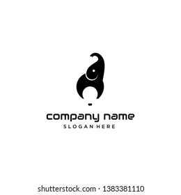 Elephant Logo Vector and Electric Bulb, Animal Simple Modern Playful Black Icon Design Inspiration