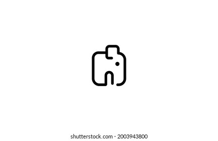 Elephant Logo Vector and Electric Bulb, Animal Simple Modern Playful Black Icon Design Inspiration

