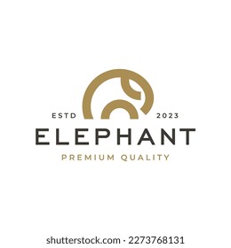 Elephant logo vector hipster retro vintage label illustration