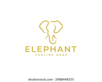 Ilustración vectorial con el logo de elefante. line art Plantilla con el logo de elefante