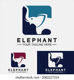 Plantilla de diseño de vectores de logotipos elefantes