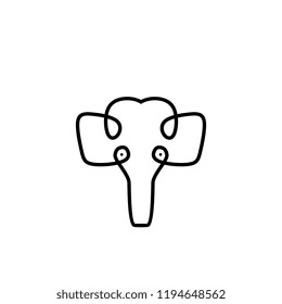Elephant logo vector with line art style. Icon template isolated on white background.