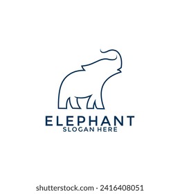 Elephant logo vector, Elephant Line art logo design template
