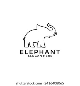 Elephant logo vector, Elephant Line art logo design template