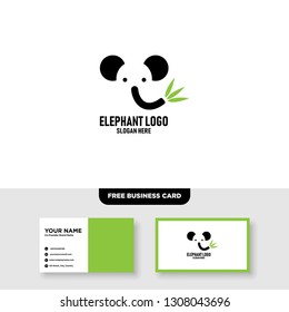Elephant Logo Vector Template, Free Business Card Mockup