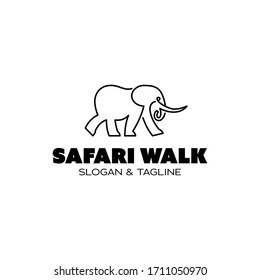 Elephant Logo Vector Template With Simple And Minimalist One Line Monoline Outline Style