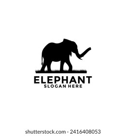 Elephant logo vector, Elephant zoo safari logo design template