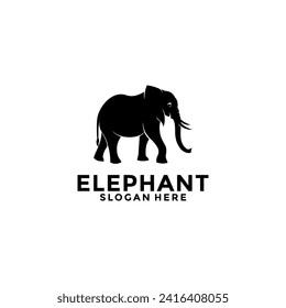 Elephant logo vector, Elephant zoo safari logo design template