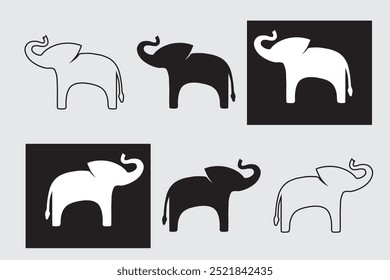 Elephant logo vector, Elephant zoo safari logo design template, Modern elephant logo, The elephant holding the trunk