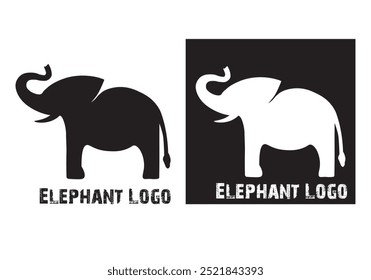 Elephant logo vector, Elephant zoo safari logo design template, Modern elephant logo, The elephant holding the trunk