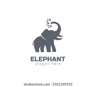 Elephant Logo water hipster vintage vector icon illustration stock