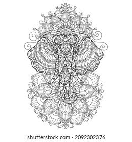 Elephant Lotus Hand Drawn Sketch Illustration Stock Vector (Royalty ...