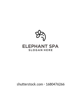 elephant with lotus logo design vector illustration template