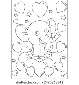 elephant love and affection theme coloring book page for kids or grown adults coloring book mindful relaxation activity