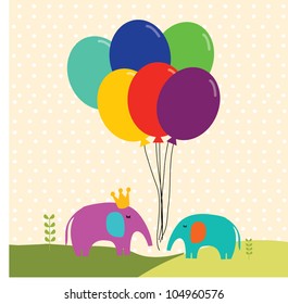 elephant with love balloon