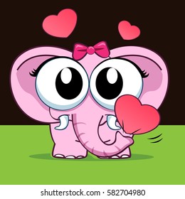 Elephant love cartoon vector 10