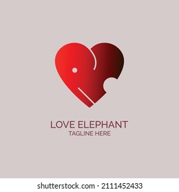 Elephant love heart logo icon template design for brand or company and other
