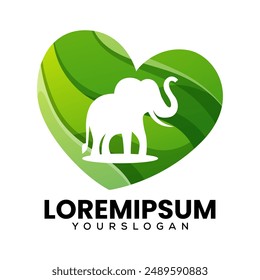 elephant love icon logo design 