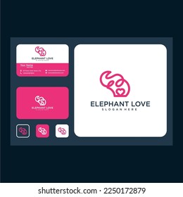 plantilla de diseño del logotipo de amor de elefante