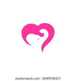 elephant love, pink cute mascot icon