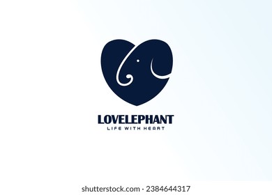 elephant love shape minimalist elegant modern logo vector