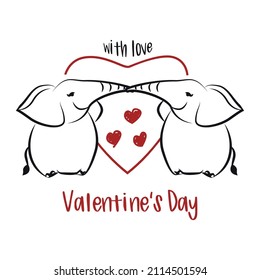 Elephant with love valentine's day,Graphic design print t-shirts fashion,vector,poster,card