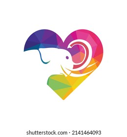 Elephant love vector logo design. Creative elephant abstract logo design.