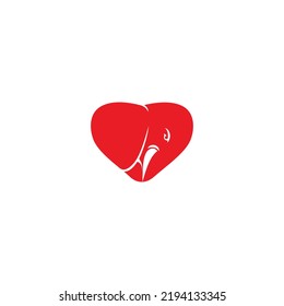 Elephant Love Vector Logo Design