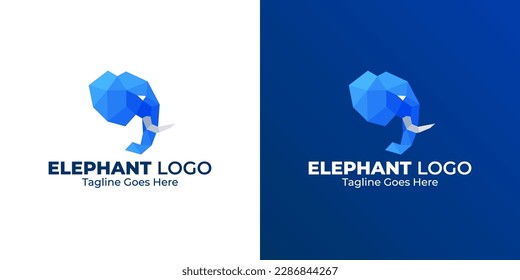 Elephant Low Poly Logo Design. Polygonal Design. Geometric Design. Modern Logo