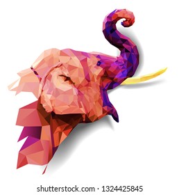 Elephant Low poly multicolored,Geometric pattern design, eps10 vector