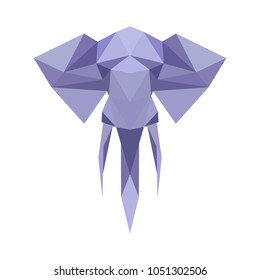 Elephant low poly. Polygonal elephant.