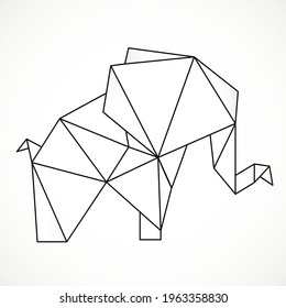 elephant low poly style vector illustration design. Contour for tattoo, logo, emblem and design element.