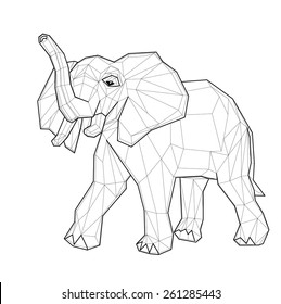 Elephant. Low polygon linear vector illustration