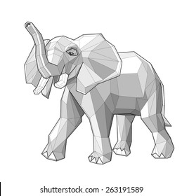 Elephant. Low Polygon Linear Vector Illustration