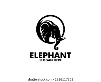 Elephant Luxury On Black Color Logo Design Vector Template